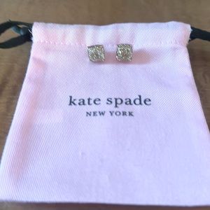kate spade gold glitter square stud earrings